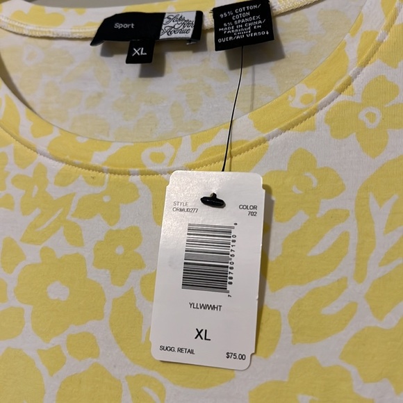 SAKS FIFTH AVENUE XL womens yellow white floral Hawaiian short sleeve tshirt NWT - Picture 4 of 9